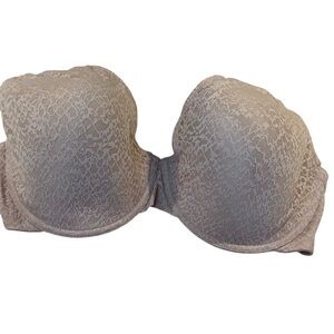 Natori Gray Strapless Bra with Lace Detail